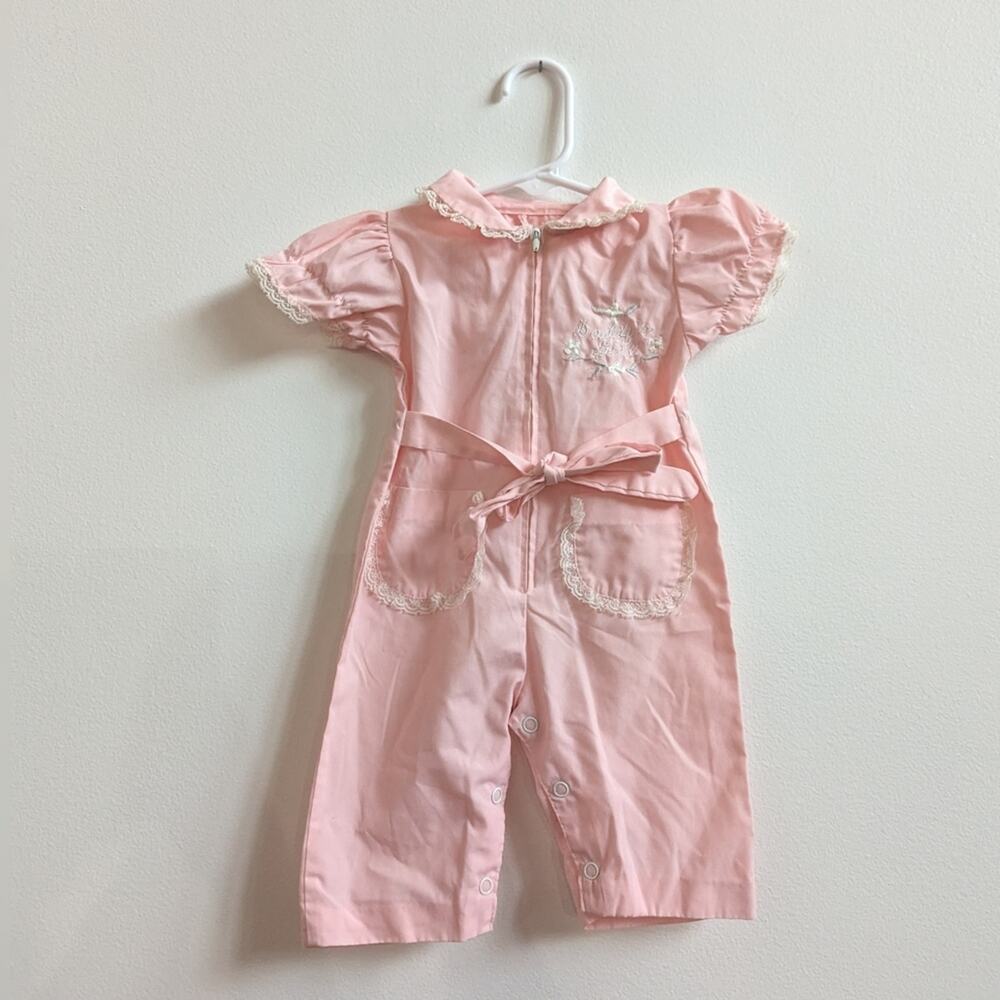 Vtg Jumpsuit Romper 0-6m Pink Daddy's Girl